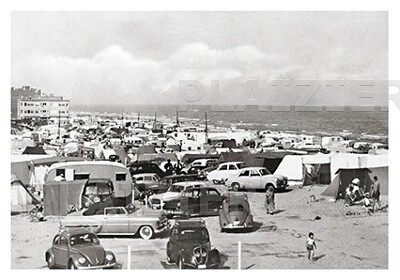 Camping au bord de la plage, La Panne, 1959 (P6121)