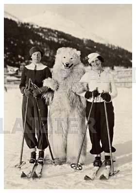 ski avec un ours polaire (P6028)